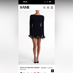 SAME brand inspired. Black Mini Dress with White Ruffles